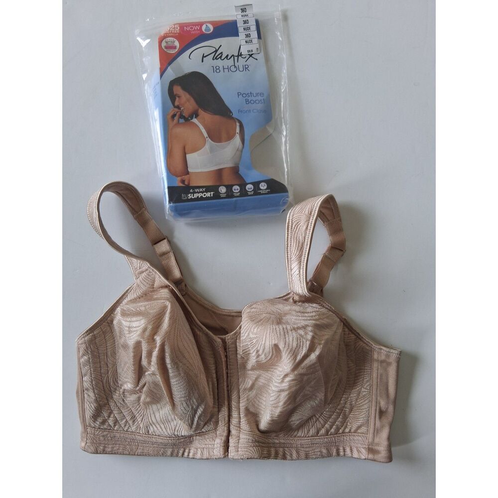 Playtex Wireless Bra 36D 18 Hour Front Close Back Posture Support E525 Beige